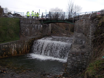 Water flowing under Aaron Brute's Bridge