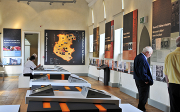 Lots of information boards on display at the Blaenavon World Heritage Centre