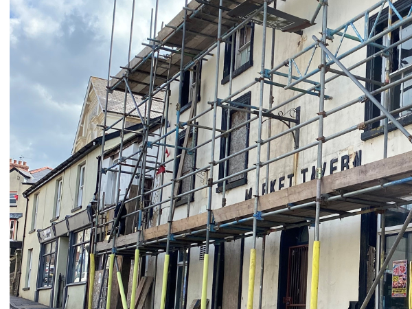 Exterior view of the buildings being renovated