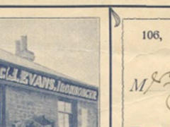 A receipt for items bought from Jacob Evans, Ironmonger, 106 Broad Street (1907) - Acknowledgement: Blaenavon Community Museum