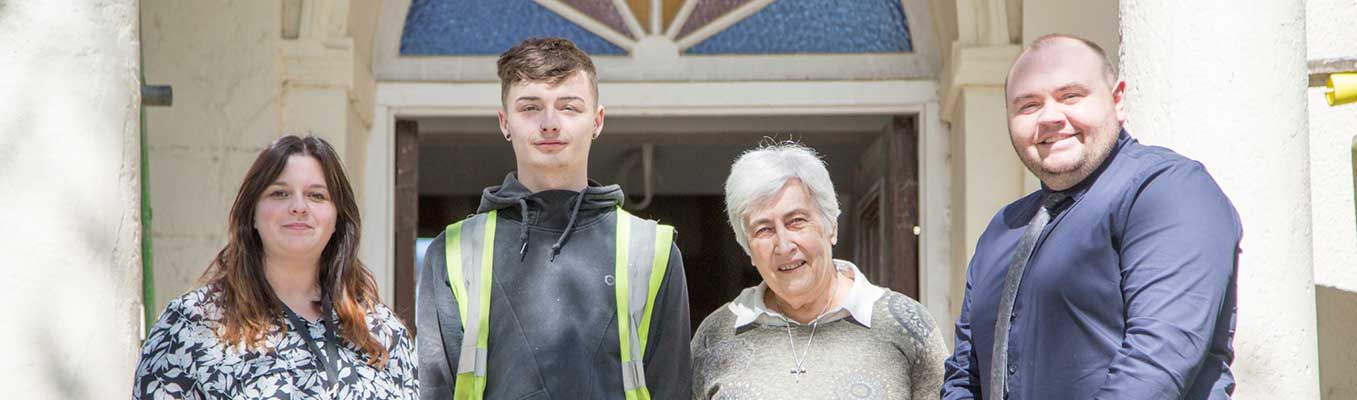 Ryan Smart, our first apprentice with the Y Prentis Team and The Rev. Stephens of Bethlehem Chapel.