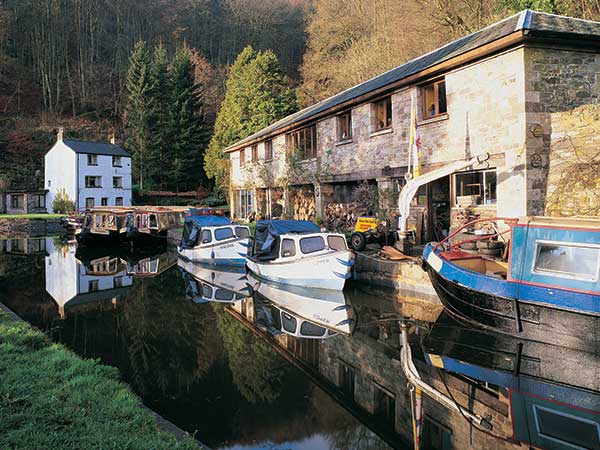 Boats moored on the Monmouthshire and Brecon Canal