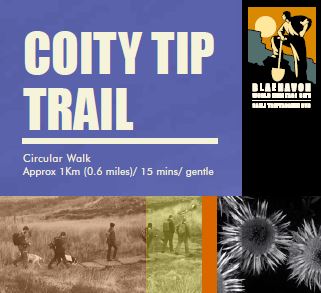 Coity Tip Trail route information is displayed