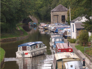 Monmouthshire and Brecon Canal showing boats moored up